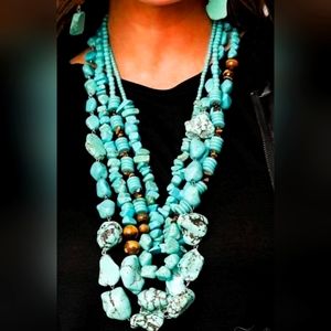Turquoise Four tier necklace set